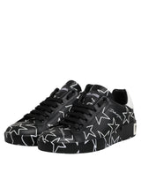 Dolce & Gabbana Black White Stars Low Top Men Sneakers Shoes