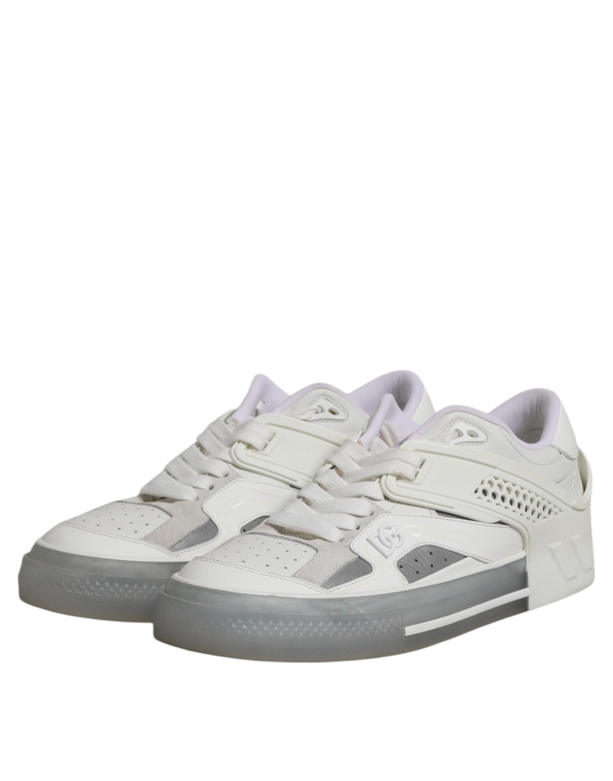 Dolce & Gabbana White Low Top DG Embossed Men Sneakers Shoes