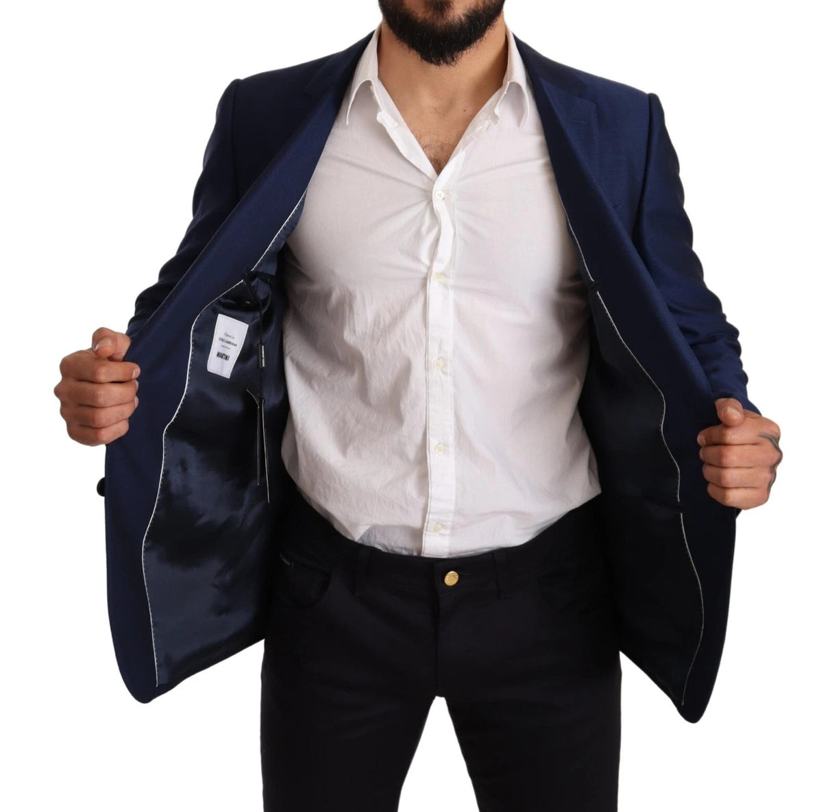 Dolce & Gabbana Blue MARTINI Wool Slim Fit Coat Blazer
