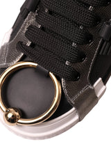 Dolce & Gabbana Black Leather Low Top Sneakers Portofino Shoes