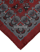 Dolce & Gabbana Maroon Monkey Print Silk Square Foulard Scarf