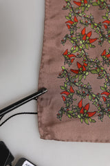 Dolce & Gabbana Brown Chili Print Silk Square Foulard Scarf