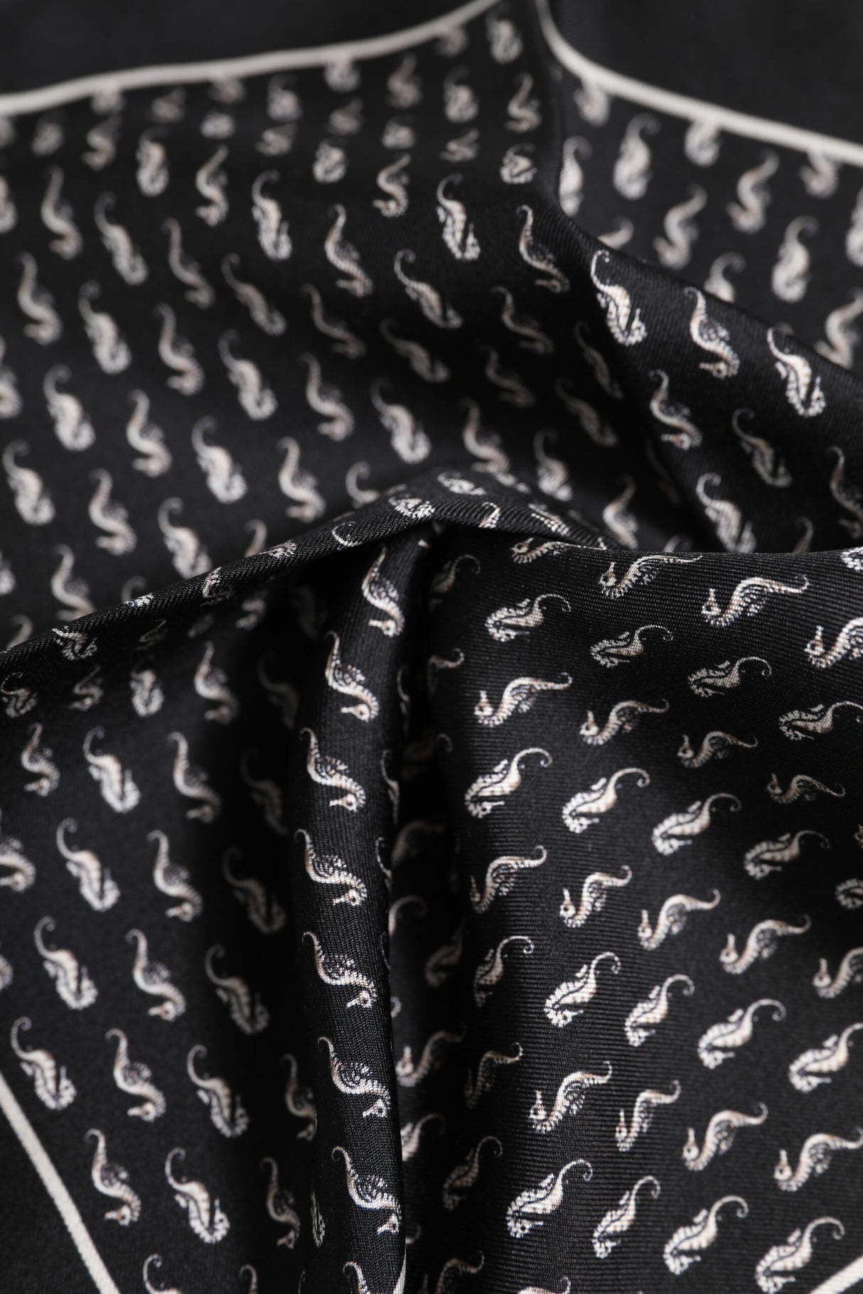Dolce & Gabbana Black Sea Horse Silk Square Men Foulard Scarf