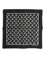 Dolce & Gabbana Black Dog Print Silk Square Foulard Scarf