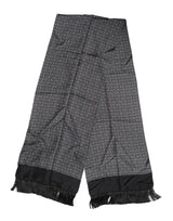 Dolce & Gabbana Black Patterned Fringes Men Foulard Scarf