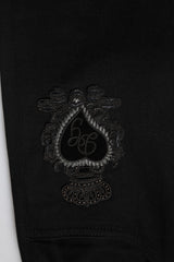 Dolce & Gabbana Black Cotton Embroidery Slim Fit Denim Jeans