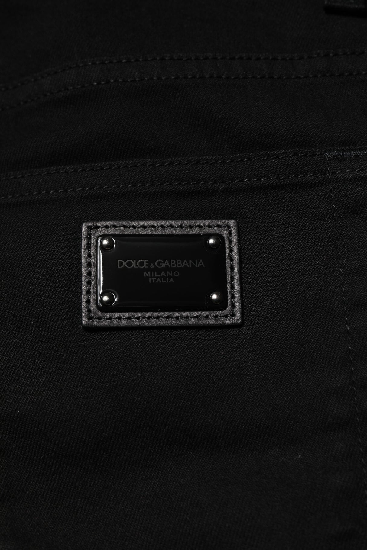Dolce & Gabbana Black Cotton Embroidery Slim Fit Denim Jeans