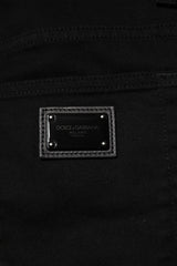 Dolce & Gabbana Black Cotton Embroidery Slim Fit Denim Jeans