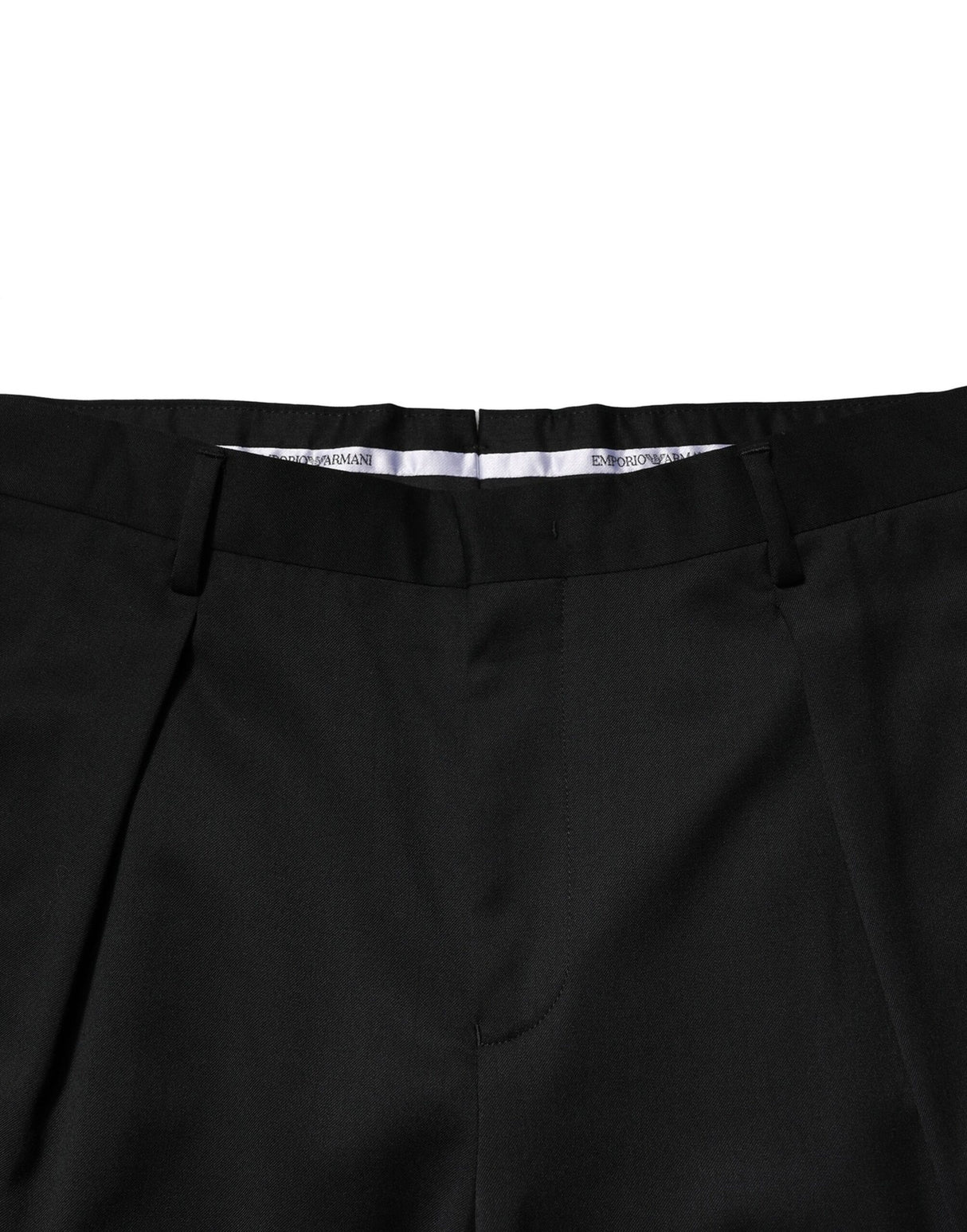Emporio Armani Black Wool Straight Men Formal Pants