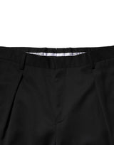 Emporio Armani Black Wool Straight Men Formal Pants
