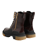 Dolce & Gabbana Brown Black Leather Boots Zipper Lace Up Shoes