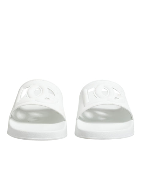 Dolce & Gabbana White Rubber Sandals Slides Beachwear Shoes