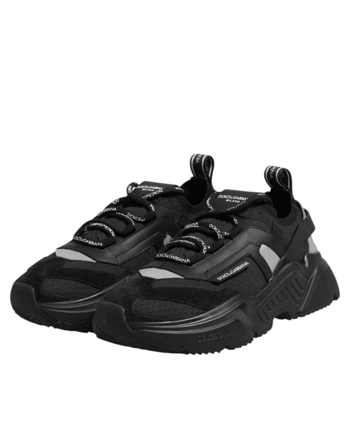 Dolce & Gabbana Black Leather Daymaster Low Top Sneakers Shoes