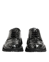 Dolce & Gabbana Black White Calfskin Chunky Derby Shoes