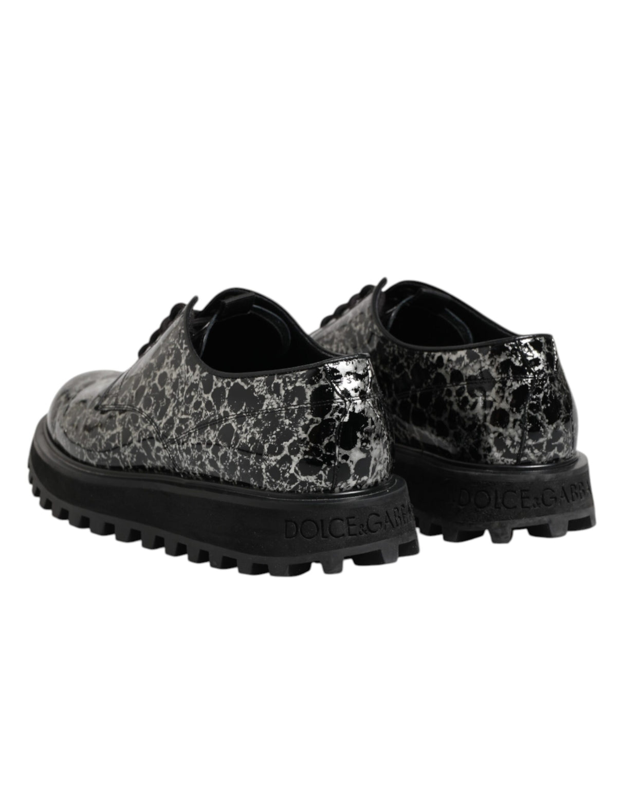 Dolce & Gabbana Black White Calfskin Chunky Derby Shoes