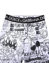 Dolce & Gabbana White Graffiti Skinny Men Jogger Pants