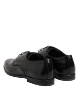 Dolce & Gabbana Black Leather Lace Up Derby Men Dress Shoes