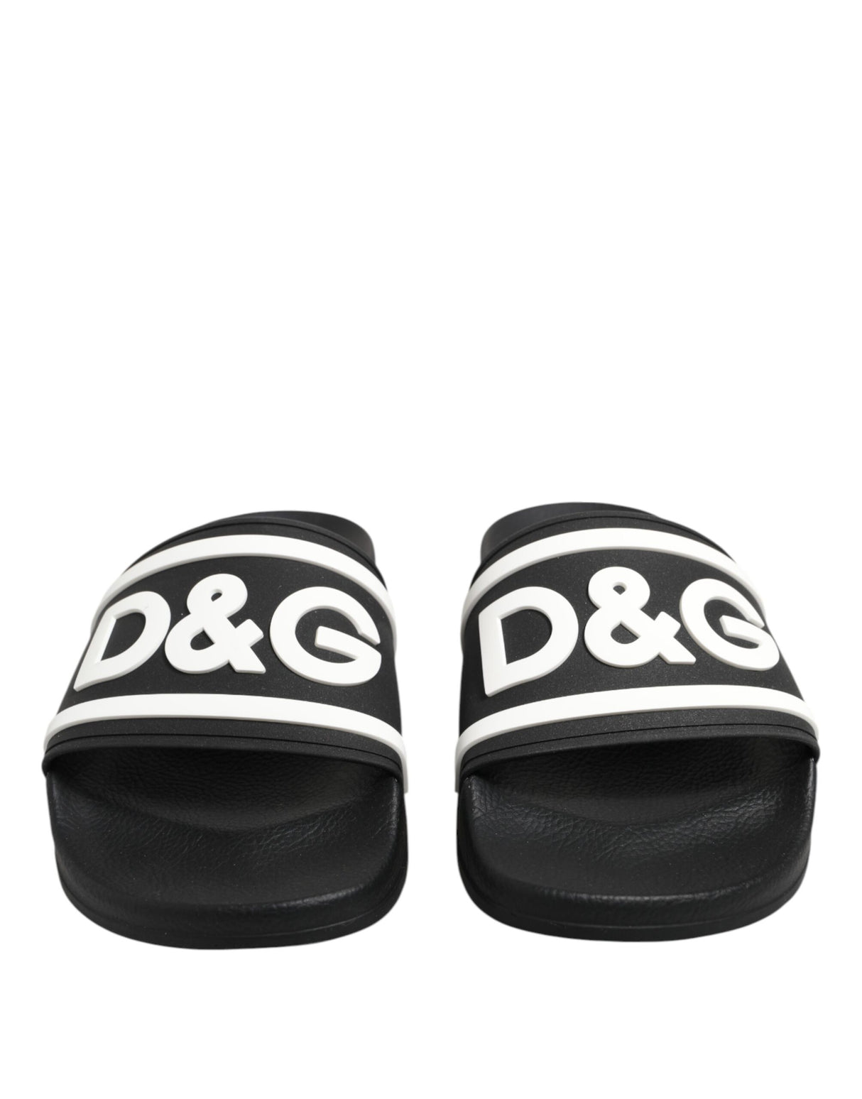 Dolce & Gabbana Black White Sandals Rubber Men Beachwear Shoes