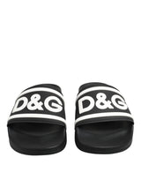 Dolce & Gabbana Black White Sandals Rubber Men Beachwear Shoes