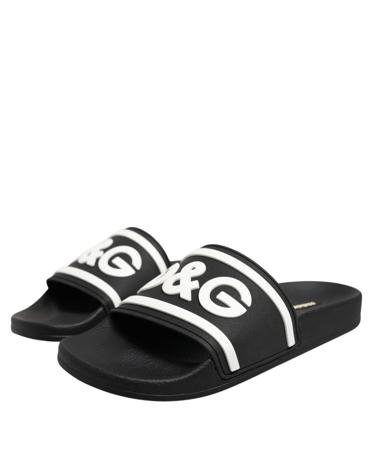 Dolce & Gabbana Black White Sandals Rubber Men Beachwear Shoes