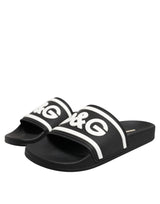 Dolce & Gabbana Black White Sandals Rubber Men Beachwear Shoes