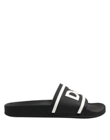 Dolce & Gabbana Black White Sandals Rubber Men Beachwear Shoes