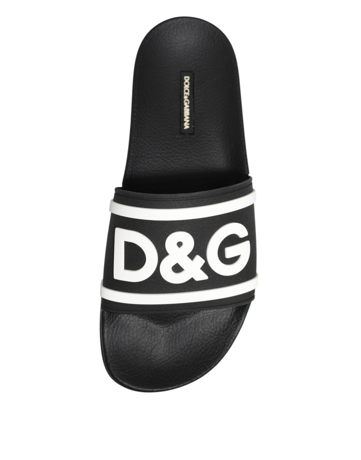 Dolce & Gabbana Black White Sandals Rubber Men Beachwear Shoes