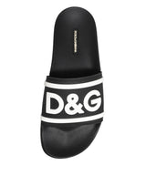 Dolce & Gabbana Black White Sandals Rubber Men Beachwear Shoes
