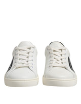 Dolce & Gabbana White Black Leather Lace Up Men Sneakers Shoes