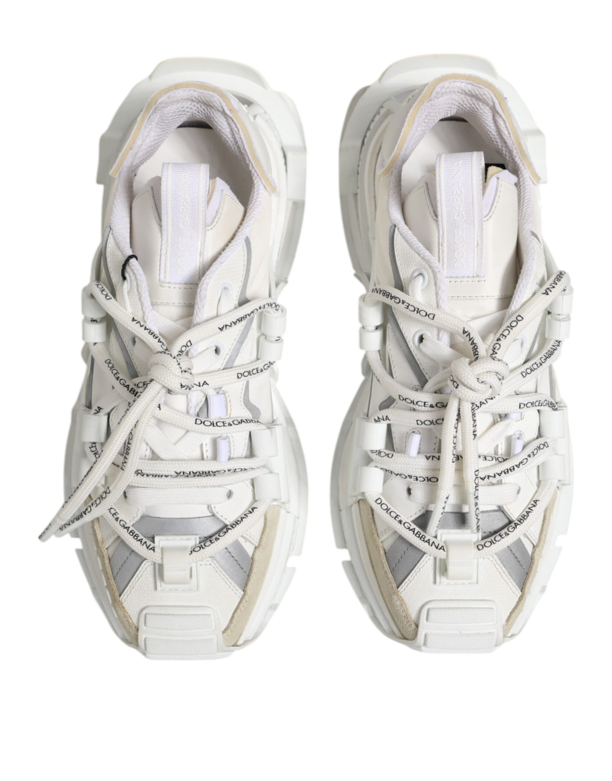 Dolce & Gabbana White Gray Low Top Space Sneakers Shoes