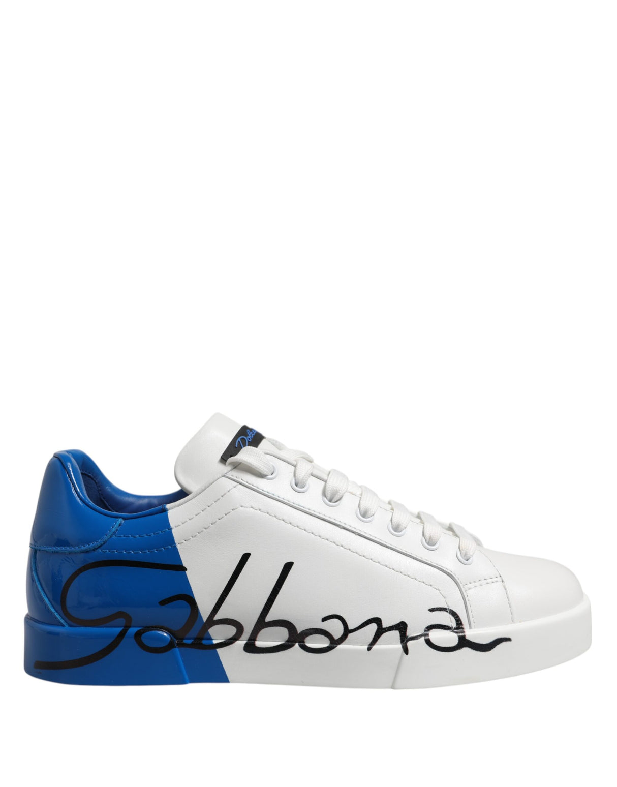 Dolce & Gabbana White Blue Low Top Leather Sneakers Shoes