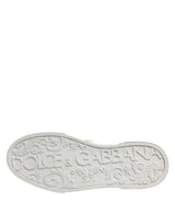 Dolce & Gabbana White Blue Low Top Leather Men Sneakers Shoes