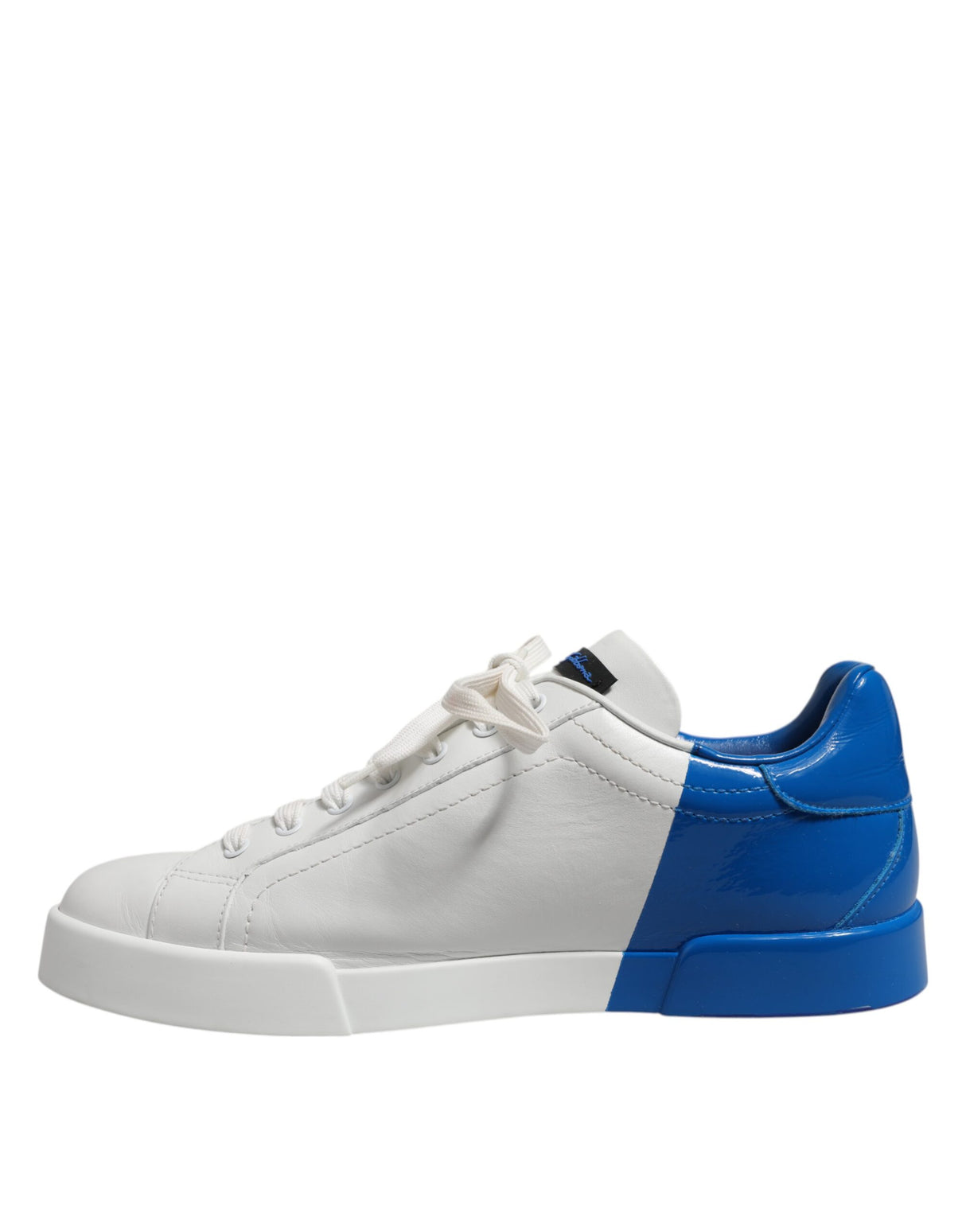 Dolce & Gabbana White Blue Logo Low Top Leather Sneakers Shoes