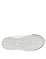 Dolce & Gabbana White Black Leather Lace Up Sneakers Shoes