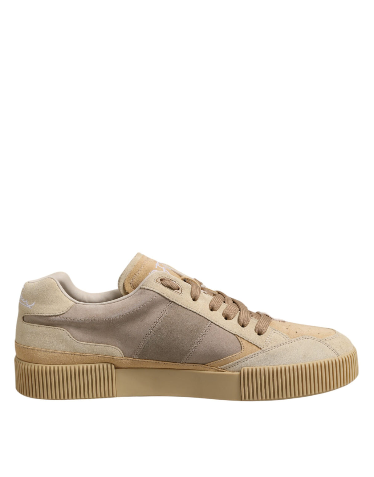 Dolce & Gabbana Beige Leather Low Top Lace Up Sneakers Shoes