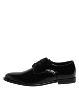 Dolce & Gabbana Black Patent Leather Derby Formal Dress Shoes