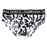 Dolce & Gabbana Black White Logo Print Regular Brief Underwear