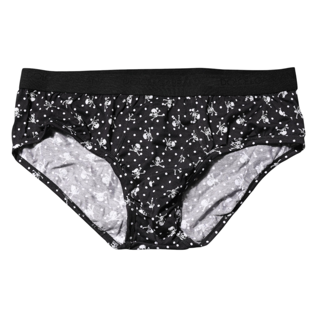 Dolce & Gabbana Black Cotton Printed Regular Brief Underwear