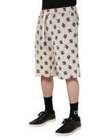 Dolce & Gabbana White Cotton DG Mania Print Men Bermuda Shorts
