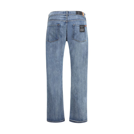 7FOR Blue Cotton Straight-Leg Jeans