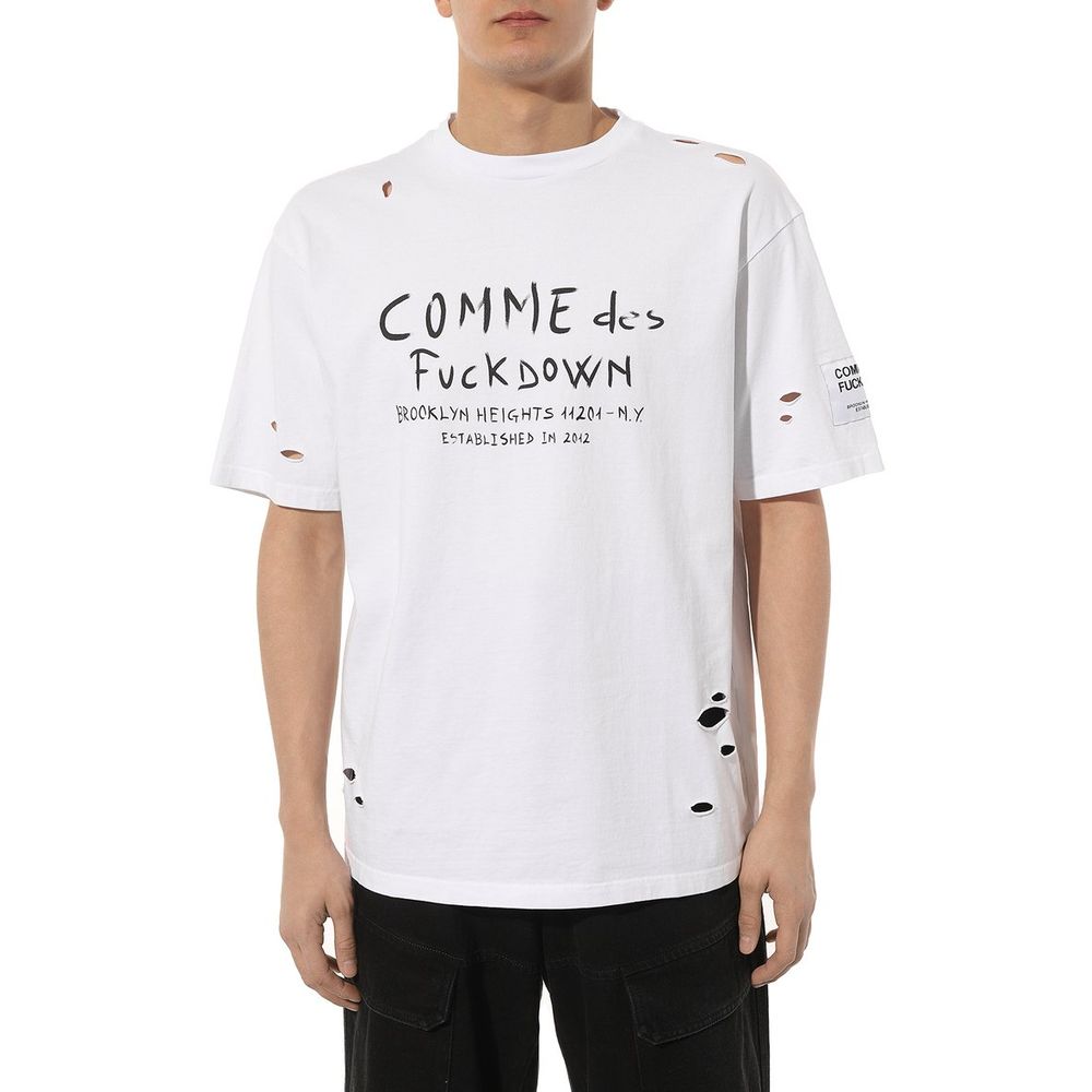 Comme Des Fuckdown White Cotton T-Shirt