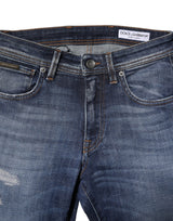 Dolce & Gabbana Blue Washed Cotton Slim Fit Men Denim Jeans