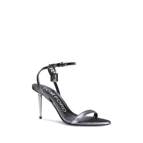Tom Ford Silver Calf Leather Bos Taurus Stiletto Heel Sandals