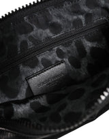 Dolce & Gabbana Black Nylon Logo Plaque Keyring Pouch Clutch Bag