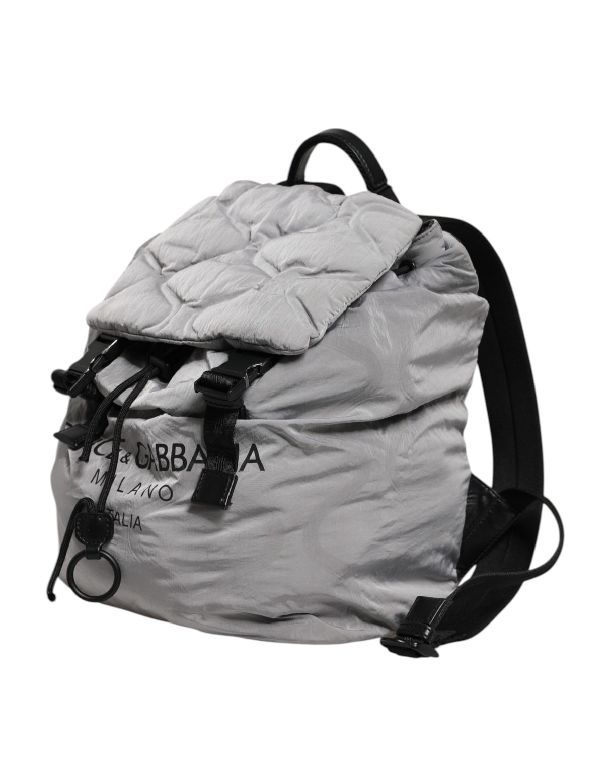 Dolce & Gabbana Gray Milano Print Drawstring Travel Backpack Bag
