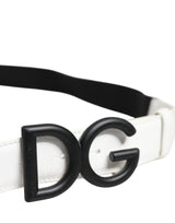 Dolce & Gabbana Black White Metal DG Logo Buckle Belt