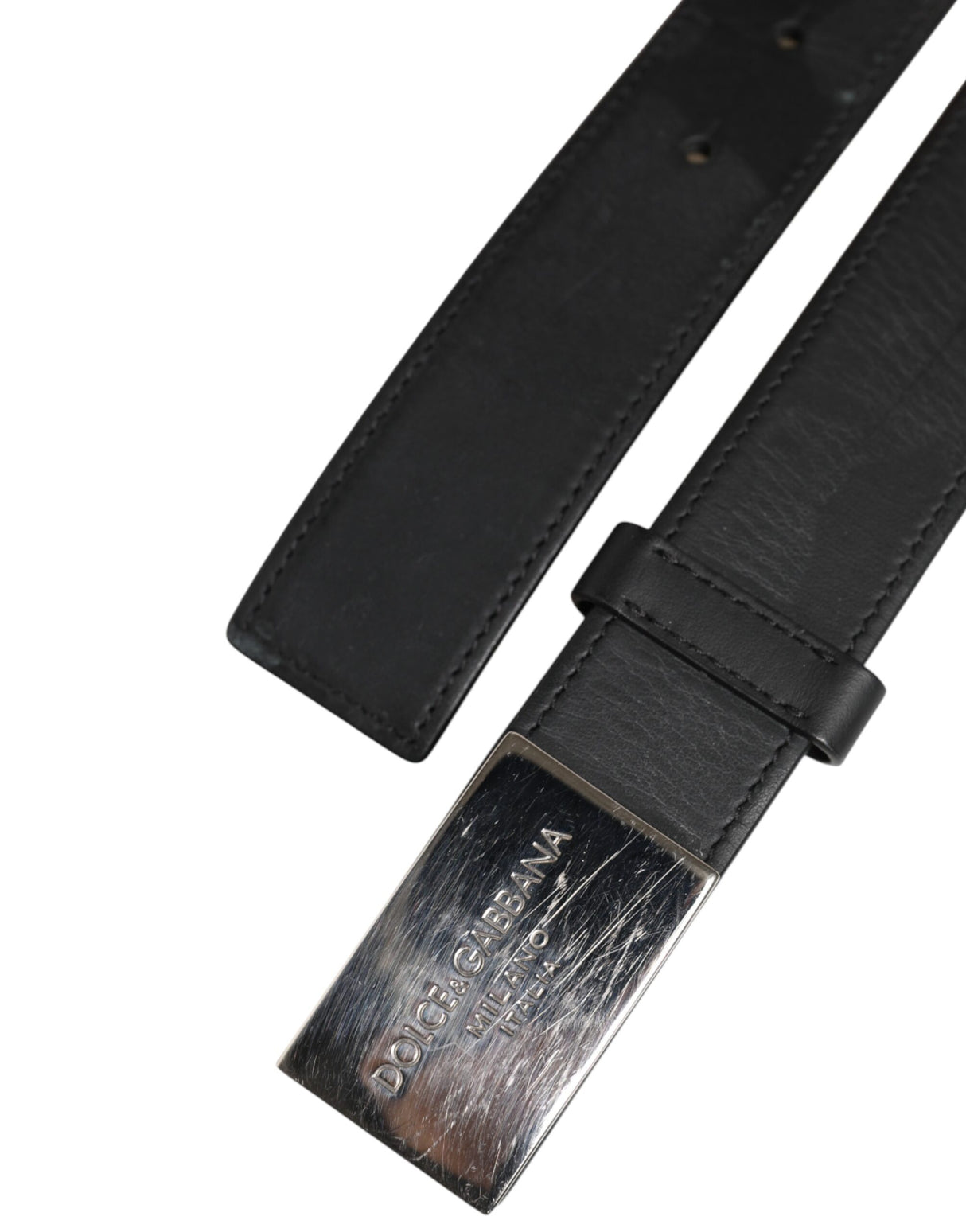 Dolce & Gabbana Black Leather Classic Metal Logo Buckle Belt