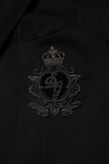 Dolce & Gabbana Black Viscose DG Crown Blazer Coat Jacket