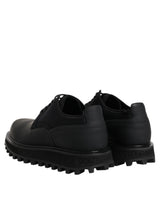 Dolce & Gabbana Black Leather Lace Up Trekking Dress Shoes