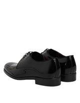 Dolce & Gabbana Black Leather Lace Up Men Derby Formal Shoes
